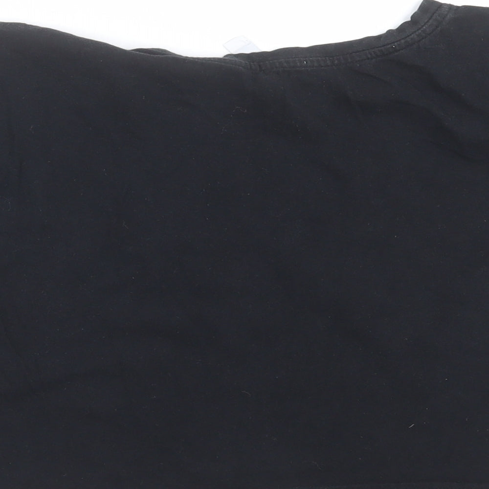 New Look Girls Black Cropped T-Shirt Size M - cactus