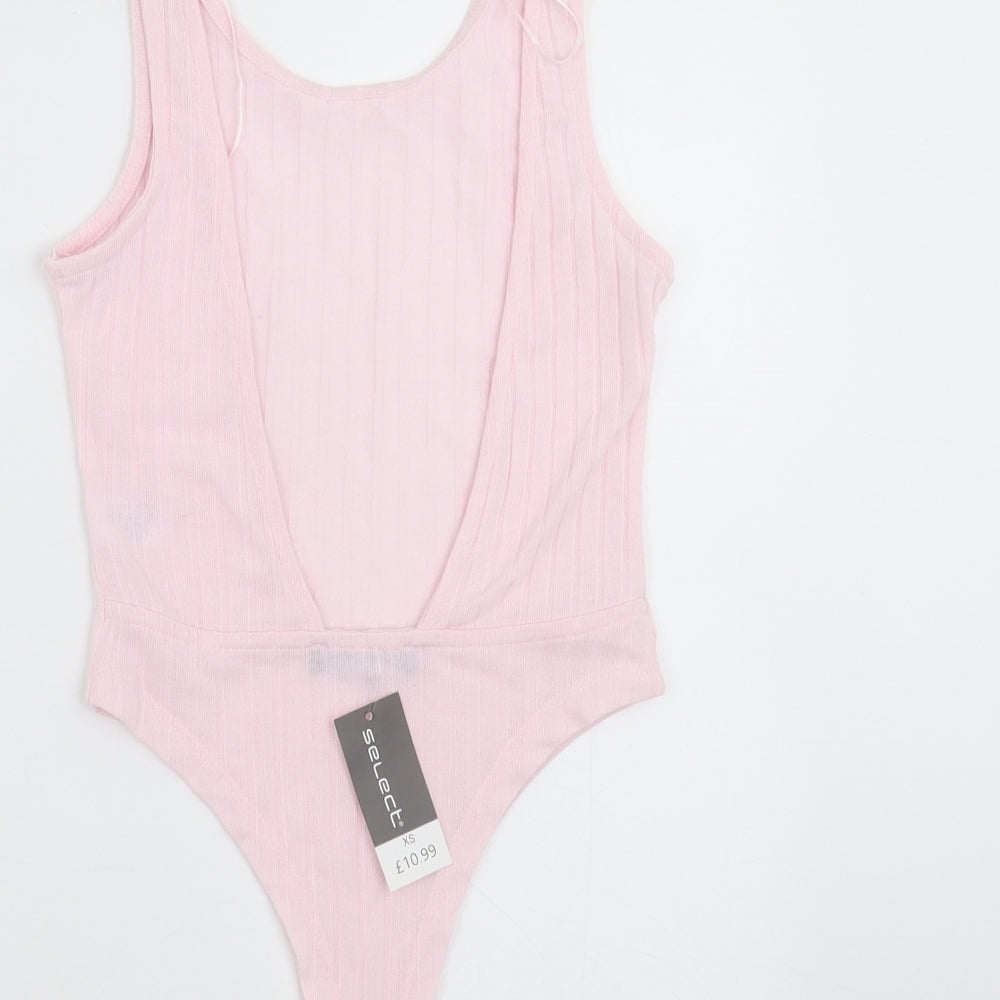 Select Womens Pink Striped  Bodysuit One-Piece Size XS