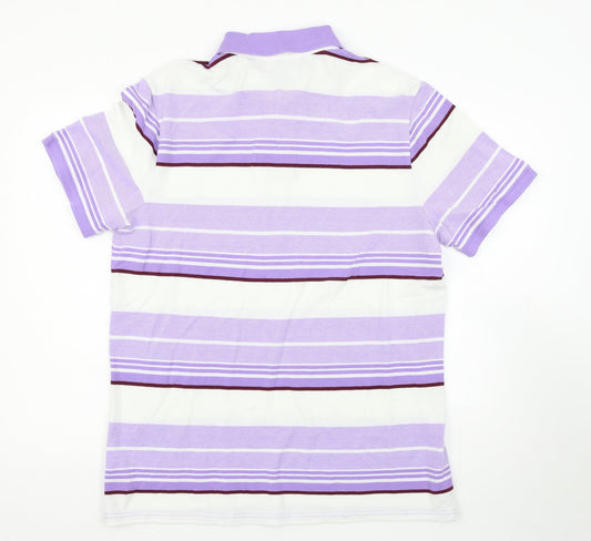Primark Mens Purple Striped Polo Size S
