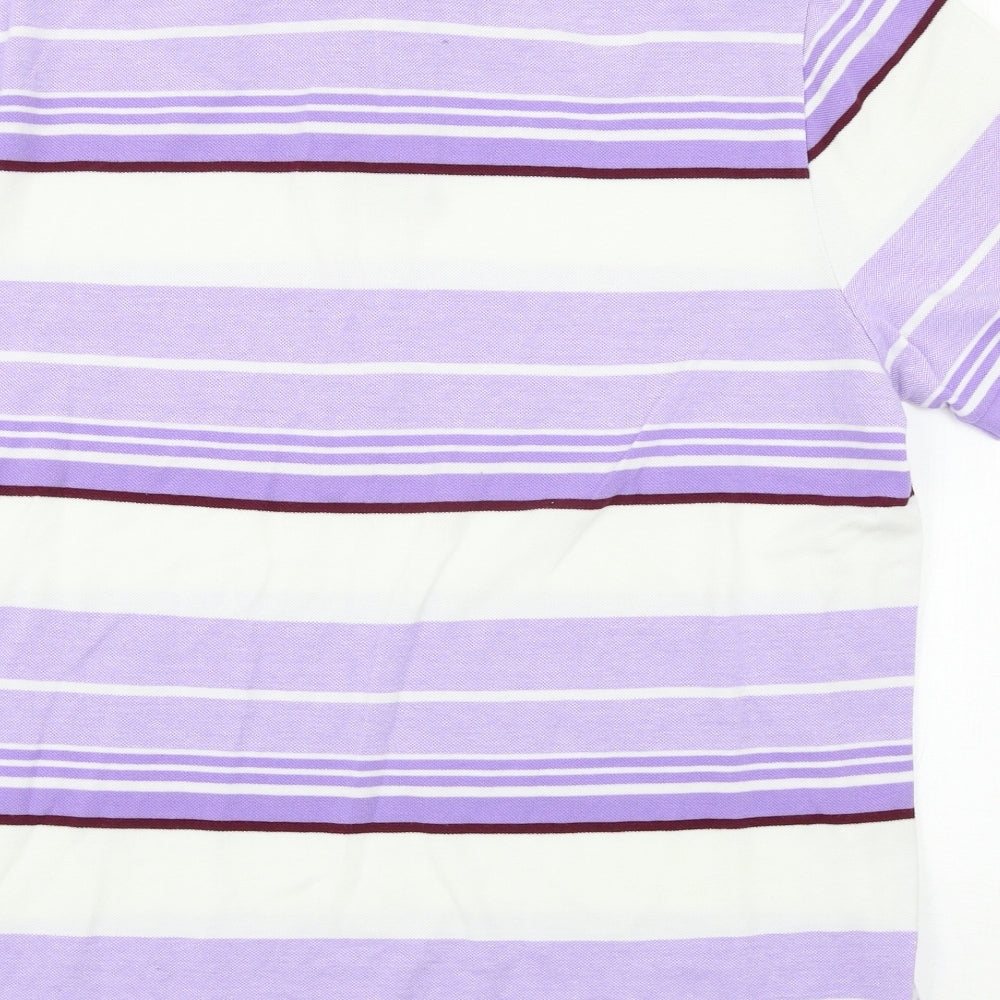 Primark Mens Purple Striped Polo Size S