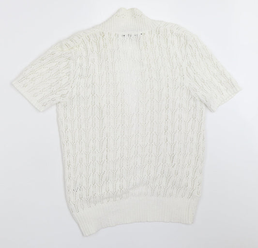 Womens UK Size S Pure Fashion White Cardigan Jumper