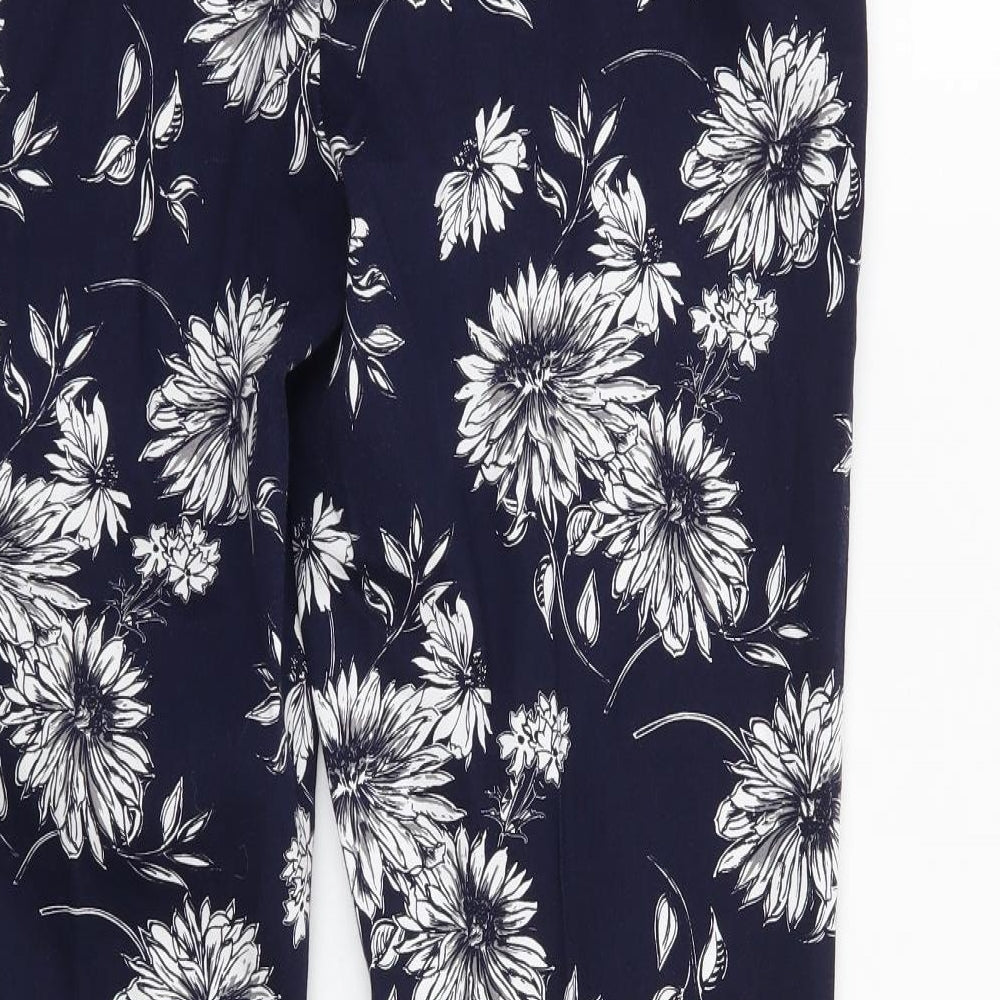 George Womens Blue Floral Trousers Size 10 L27 in