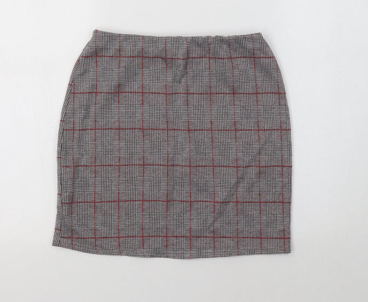 Lipsy Womens Grey Check  Mini Skirt Size 10