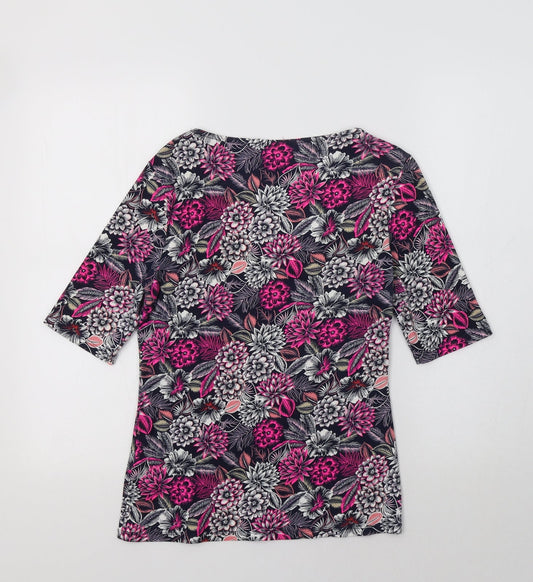 M&S Womens Purple Floral Basic T-Shirt Size 10