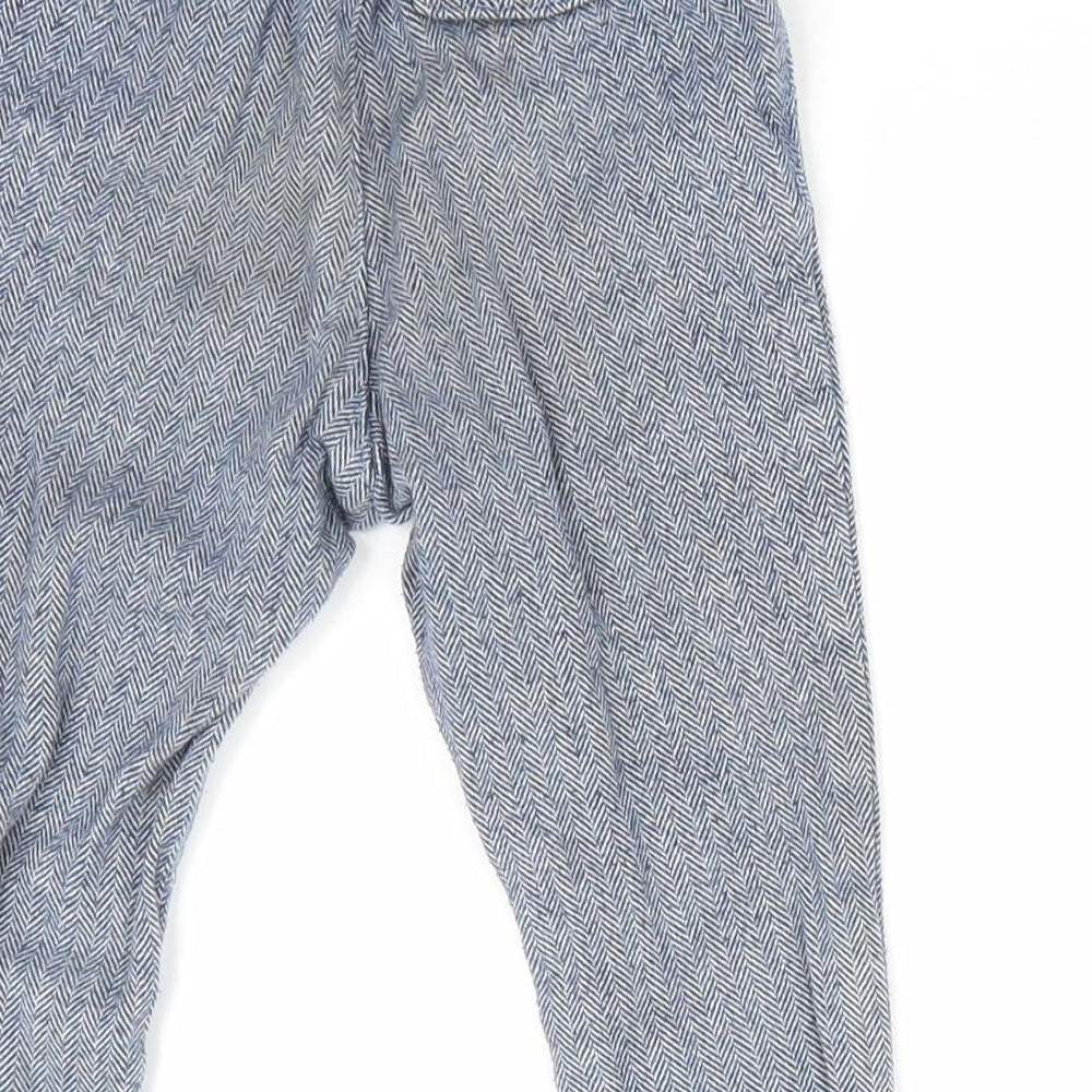 H&M Boys Blue Herringbone Cargo Trousers Size 12 Months - Chino Style