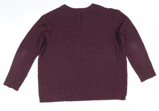 Womens UK Size L Peacocks Purple Pullover Jumper