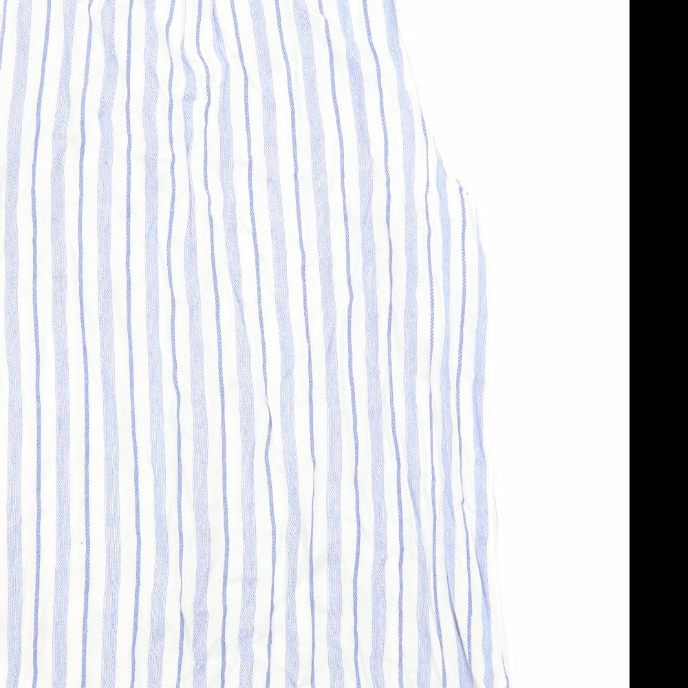 Papaya Womens Blue Striped Basic Button-Up Size 10