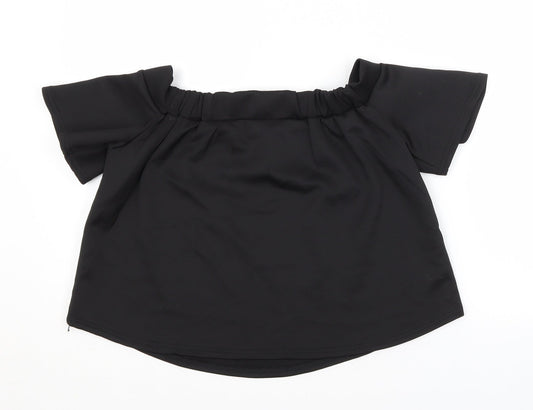 Boohoo Womens Black Basic Blouse Size 6