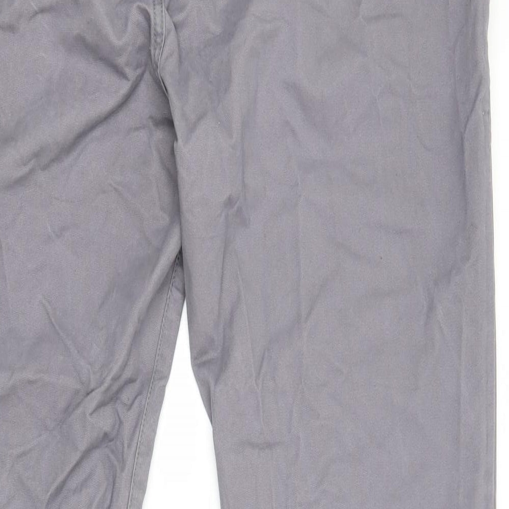 Brand and care label for Burton women’s grey chino trousers, size UK 36, in, 32-inch leg
