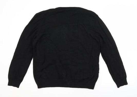 JUST ELEGANCE Womens Black Striped Cardigan Jumper Size XL