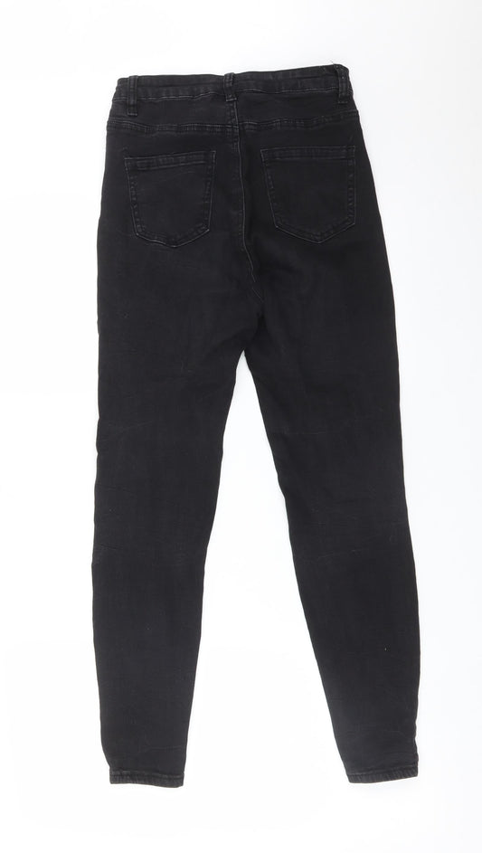 Back view of Missguided women’s black skinny jeans, size UK 8, 27-inch leg