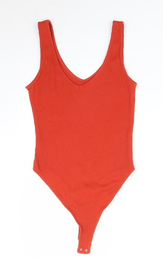 Back view of Primark women’s red striped bodysuit one-piece, size XS