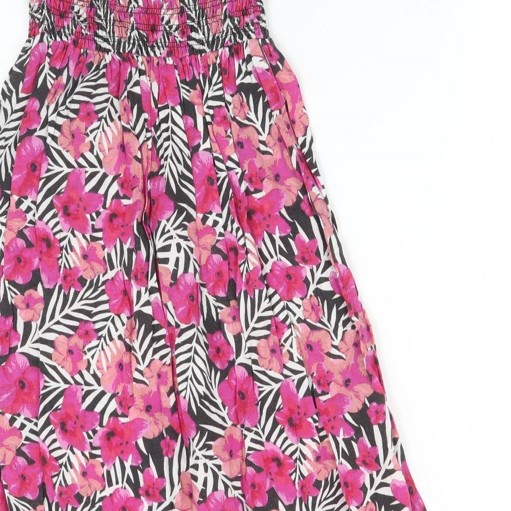 Brand and care label for Peacocks women’s pink floral a-line, size XS