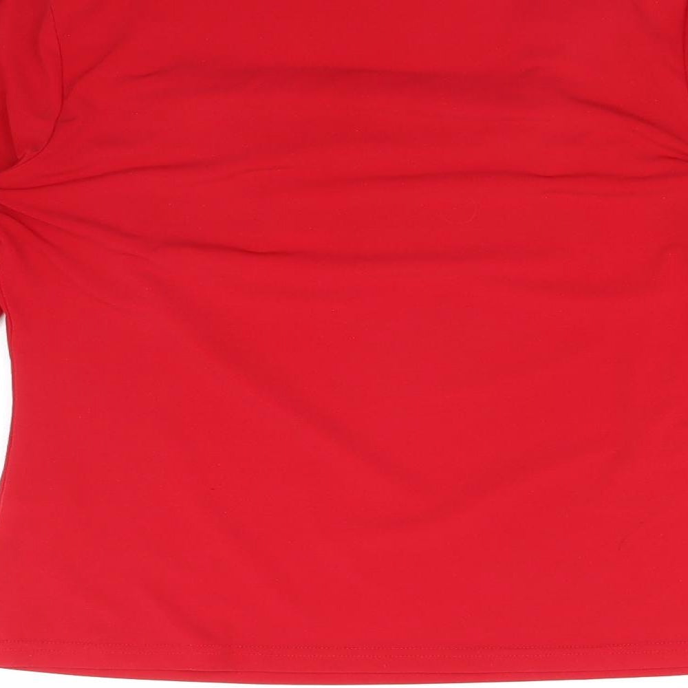 Womens UK Size 14 Kaleidoscope Red Basic T-Shirt