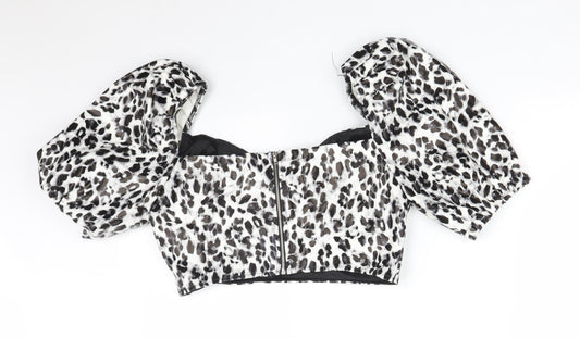 I SAW IT FIRST Womens Multicoloured Animal Print Basic T-Shirt Size 12