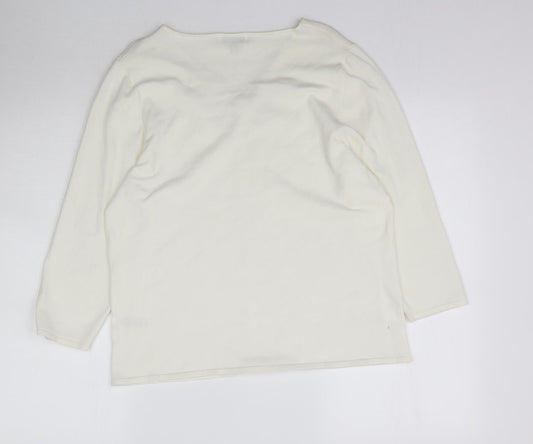 Nightingales Womens White Knit Basic Blouse Size 14