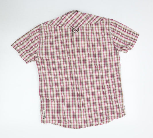 Mens UK Size L Duck and Cover Multicoloured Button-Up Short Sleeve Casual Shirt