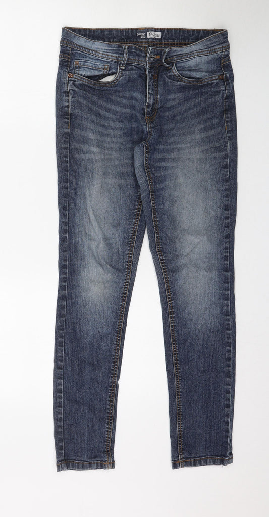 Additional front view of Yessica women’s blue denim skinny jeans, size UK 6, 29-inch leg