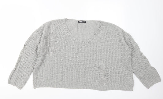 Womens UK Size M SheIn Grey Pullover Jumper
