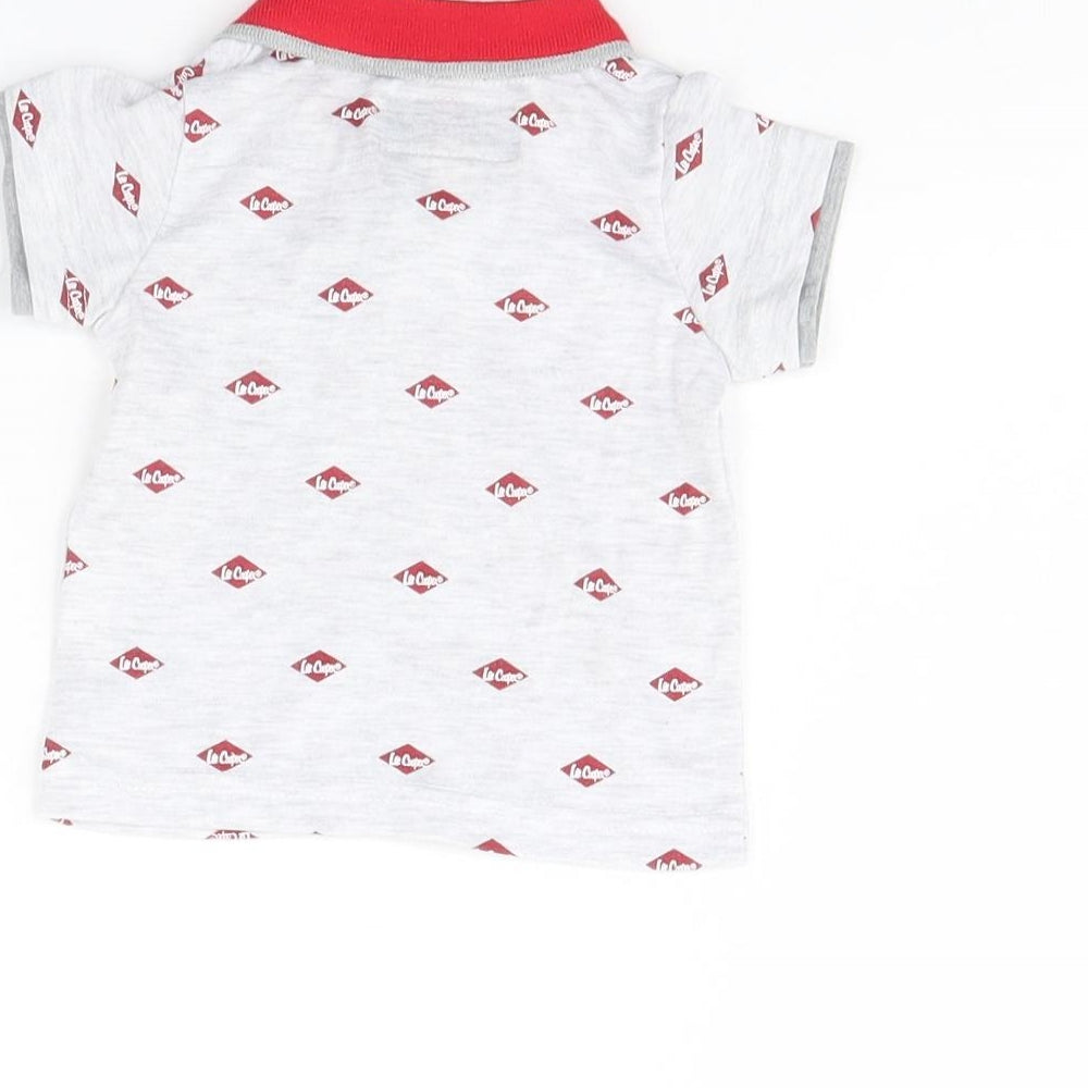 Brand and care label for Lee Cooper Baby Grey Spotted Basic Polo, size 3-6, Months