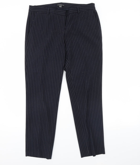 Additional front view of Katherine Barclay women’s blue striped trousers, size UK 14, 30-inch leg