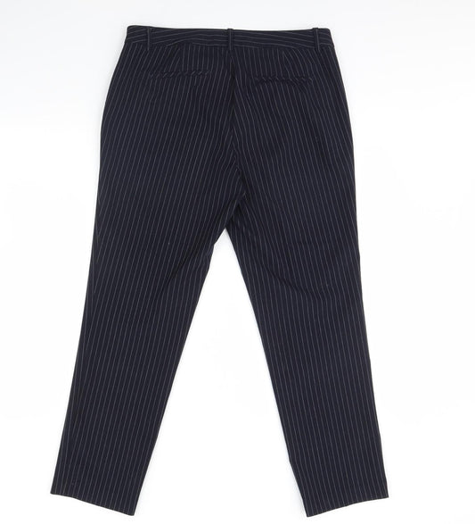 Katherine Barclay Womens Blue Striped Trousers Size 14 L30 in
