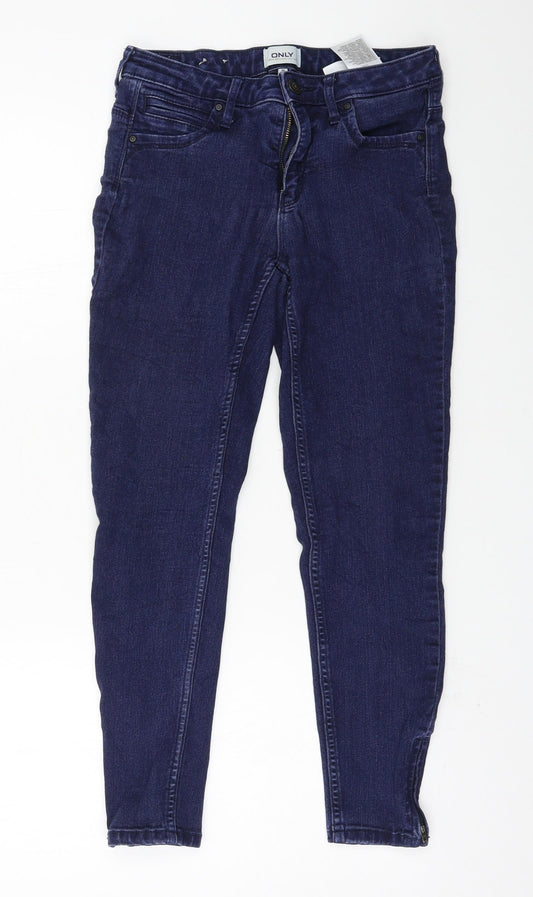 Additional front view of Only women’s blue denim skinny jeans, size M, 24-inch leg