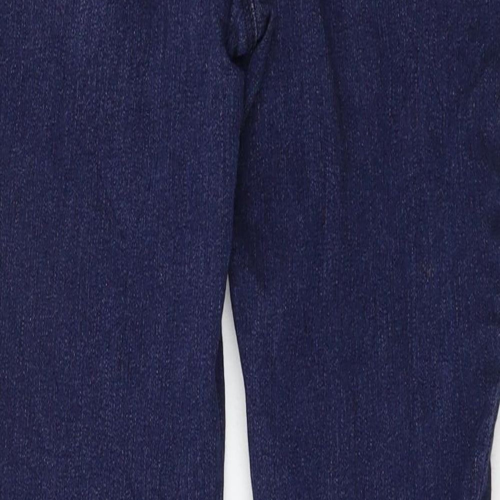 Brand and care label for Only women’s blue denim skinny jeans, size M, 24-inch leg