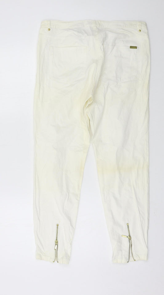 Womens UK Size 14 H&M Regular Fit Skinny Ivory Jeans