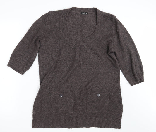 Additional front view of M&Co women’s brown knit jumper, size 2XL