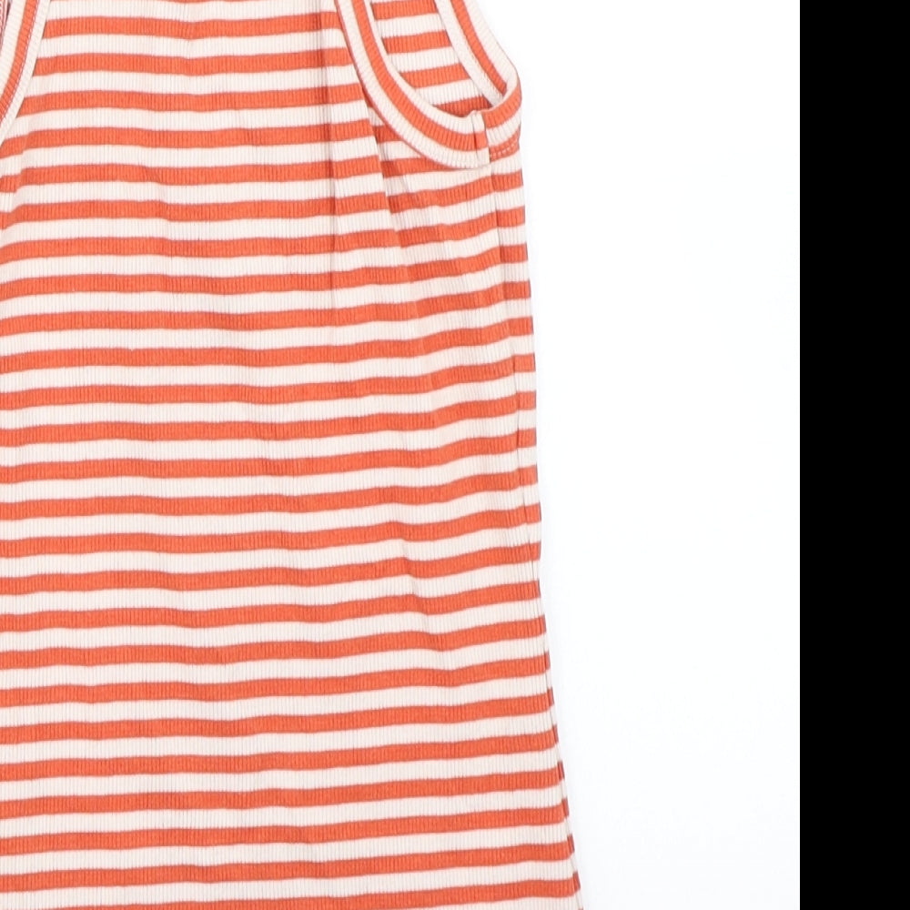 NEXT Girls Orange Striped Basic Tank Size 9 Years