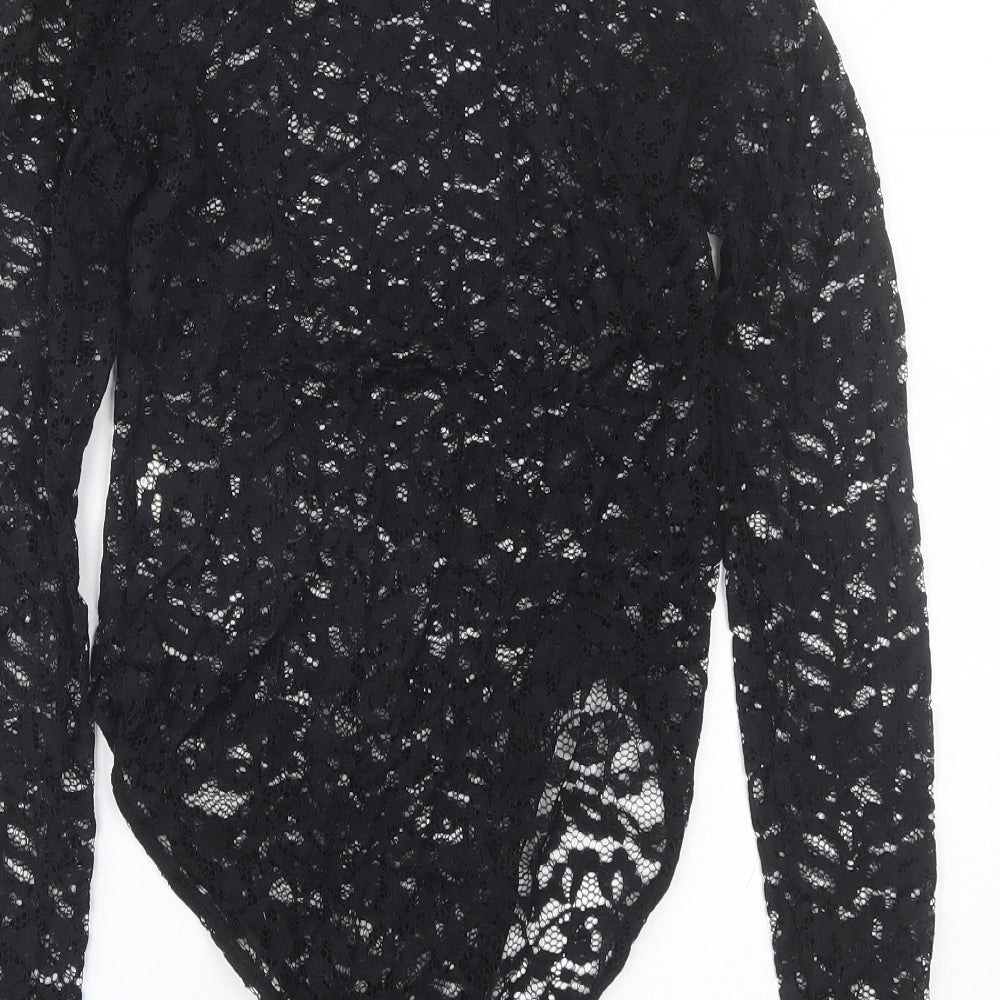 Primark Womens Black Floral Catsuit One-Piece Size S - Transparent