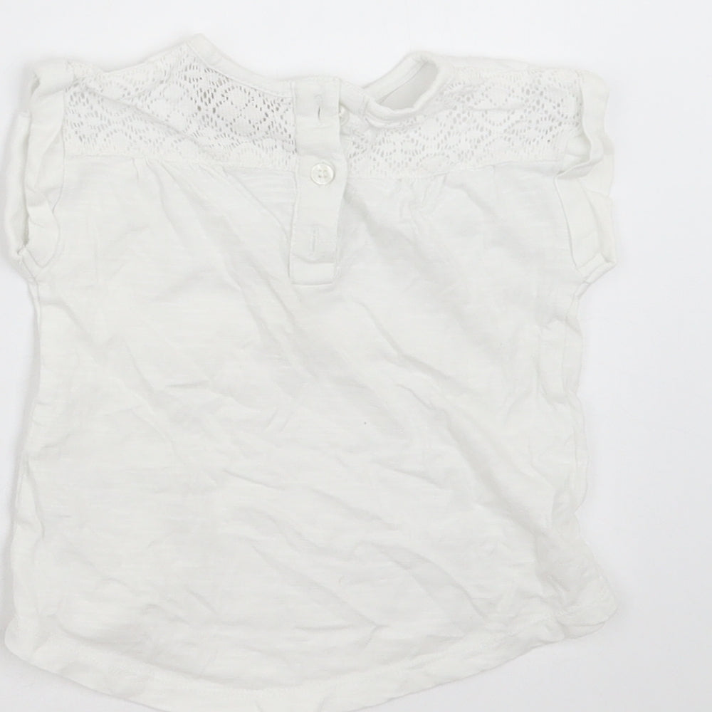 NEXT Girls White Basic T-Shirt Size 3-6 Months - Embroidered detail