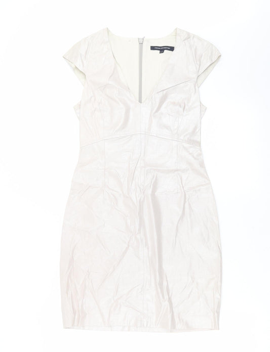 Additional front view of French Connection women’s beige shift, size UK 10