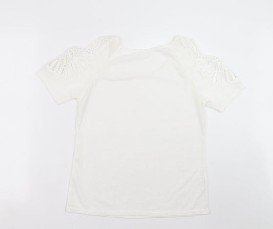 Womens UK Size L Preworn White Pullover Jumper