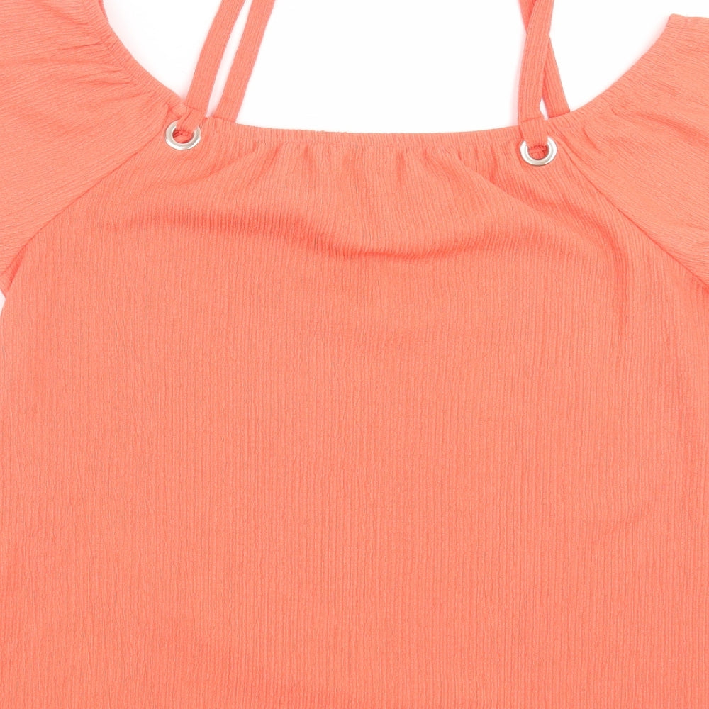 Papaya Womens Orange Basic Blouse Size 16