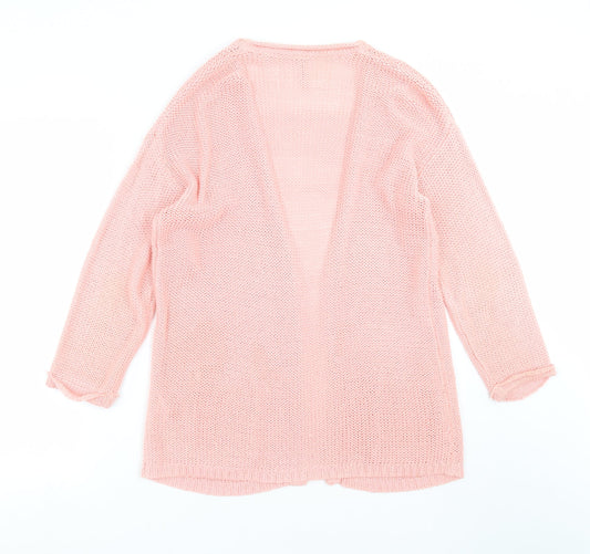 Back view of Anthology women’s pink knit cardigan jumper, size UK 12