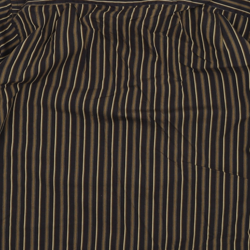 George Mens Brown Striped Button-Up Size 17