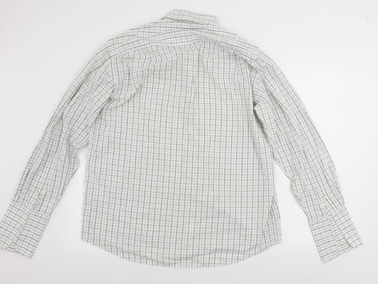 ventura Mens White Check Button-Up Size 16