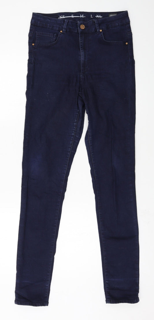 Additional front view of Never Denim women’s blue denim skinny jeans, size L, 31-inch leg