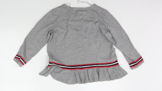TU Womens Grey Striped Pullover Jumper Size 8