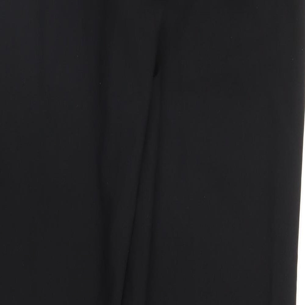 Brand and care label for F&F women’s black trousers, size UK 14, 31-inch leg