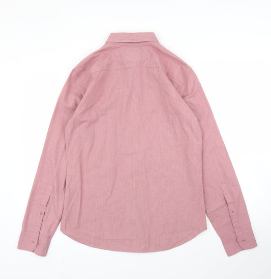 Mens UK Size S Hollister Pink Button-Up Long Sleeve Casual Shirt