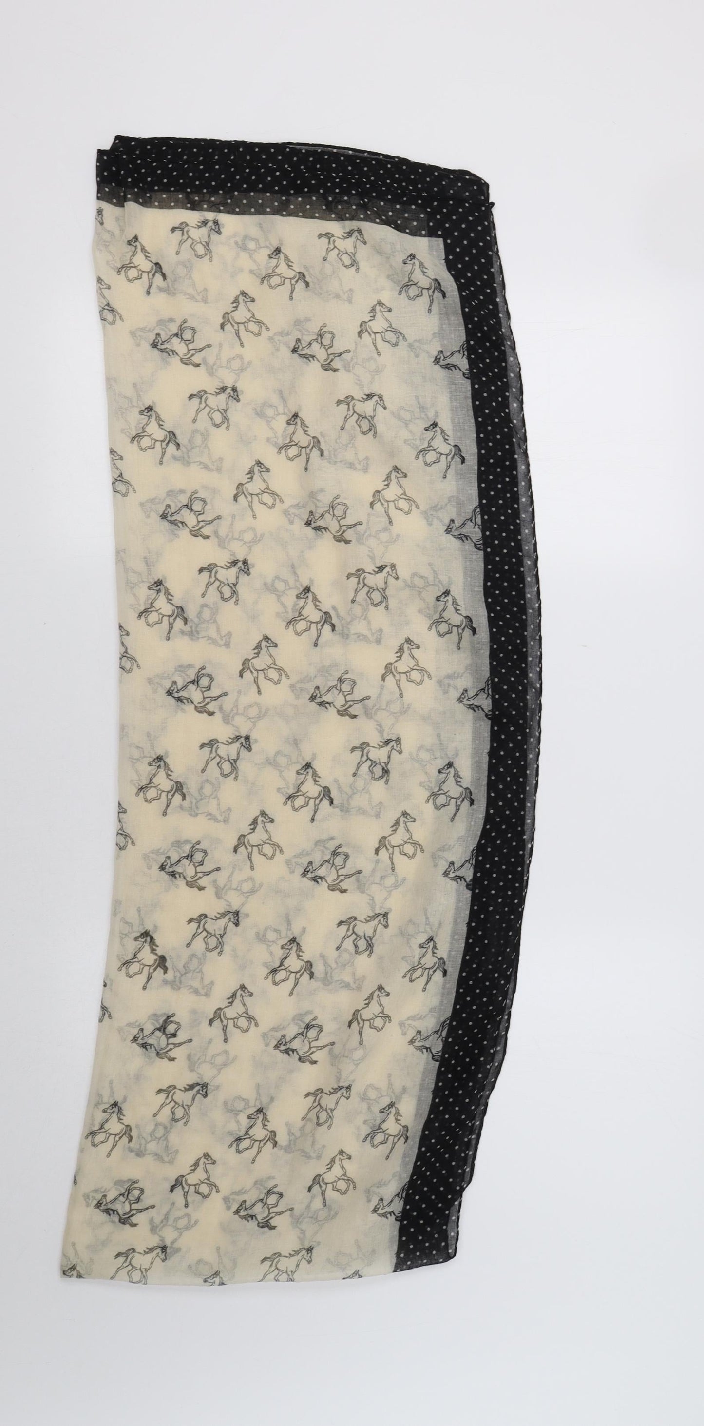 Preworn Womens Beige Chiffon Shawl/Wrap - Horse Print
