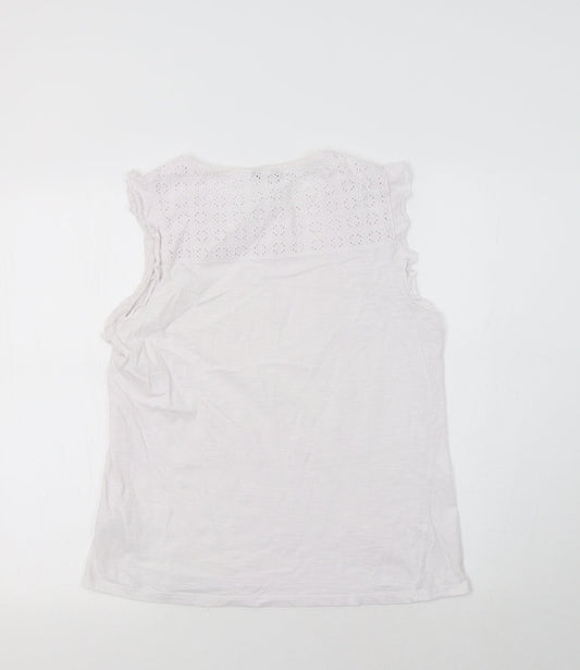 Womens UK Size 10 M&Co White Basic T-Shirt