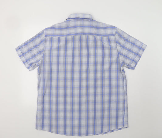 Thomas Na Mens Blue Check Button-Up Size XL