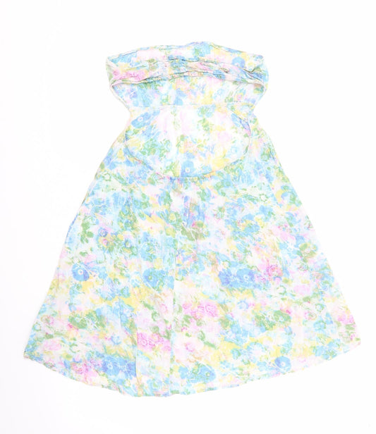 Topshop Womens Blue Floral Slip Dress Size S - Elasticated bust & low waist to back