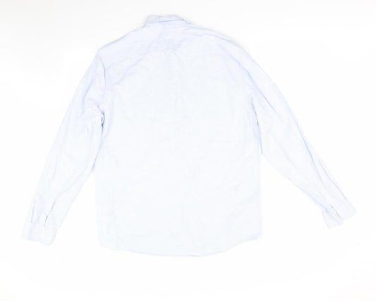 Mens UK Size L Cubas AS Blue Button-Up Long Sleeve Casual Shirt