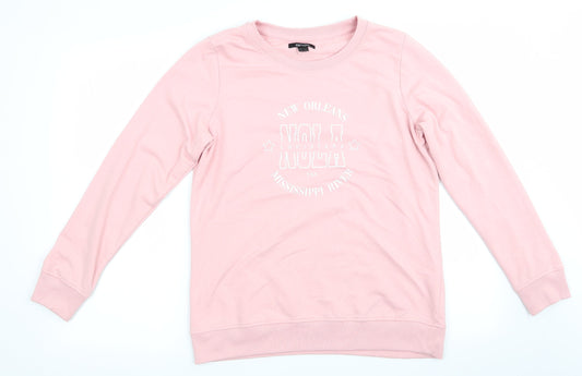 Additional front view of ESMARA women’s pink pullover sweatshirt, size M, - new orleans