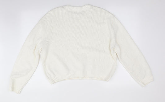 Womens UK Size M Preworn Ivory Pullover Jumper